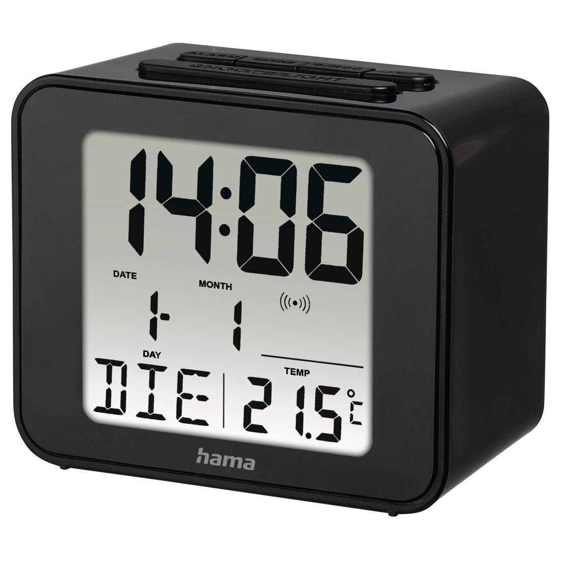 Hama, Radio despertador digital (reloj digital con alarma creciente, Reloj  DCF con radio, función temperatura, fecha, pantalla LED) Negro