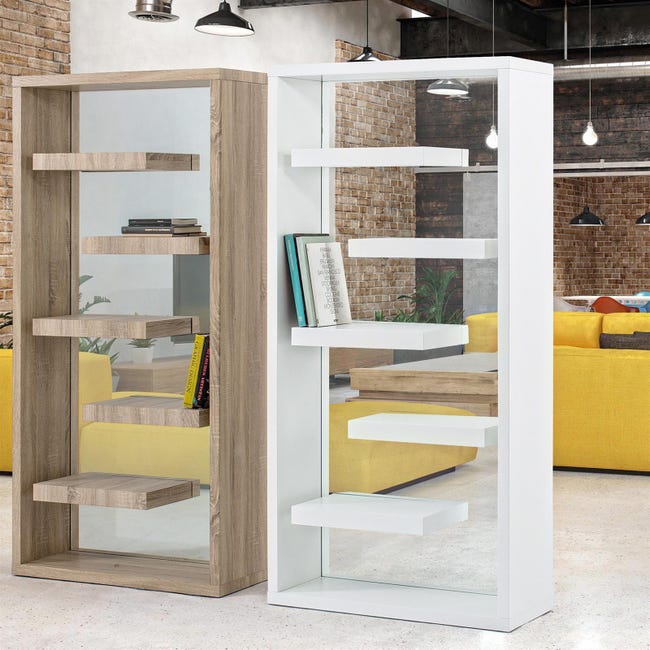 Libreria moderna di design Bilbao in legno e vetro per ufficio e