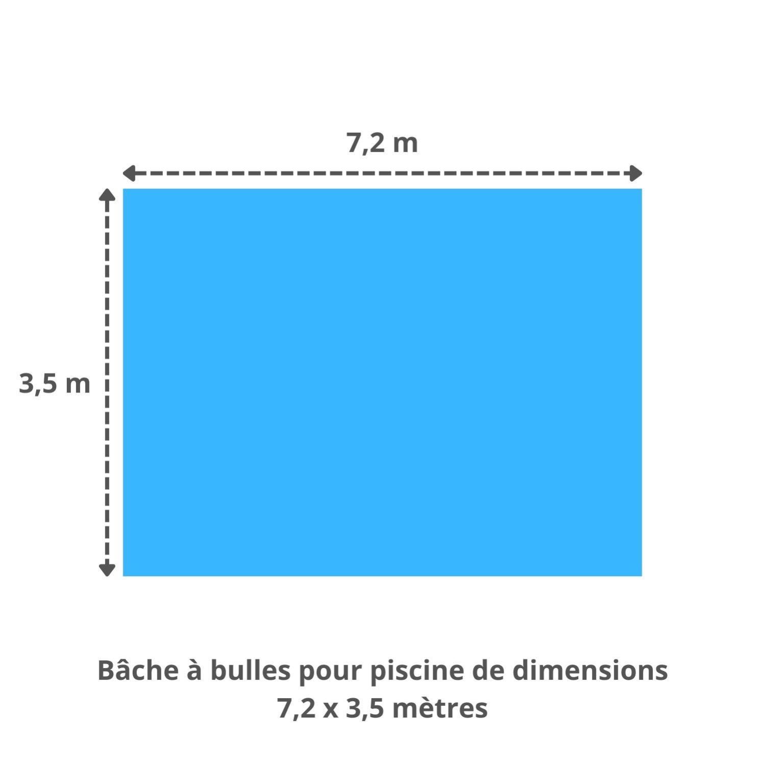 Bâche à bulles pour piscine 7,2 x 3,5 m - Bulle ronde standard 400 microns Bleu - Sans renfort - 3
