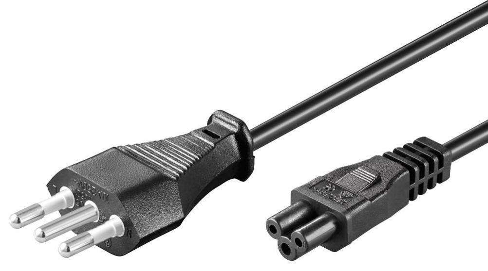 Nilox Netzkabel 1,8 M – Mit IEC-C5 Stecker Und 3-poligem Italienischem Stecker, Schwarz