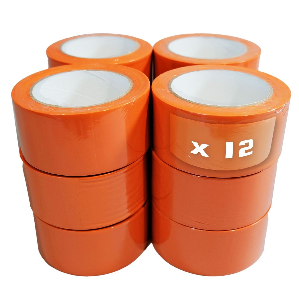 Set 12 Nastri adesivi PVC Arancione per edilizia 50 mm x 33 m - Rotolo  adesivo TECPLAST