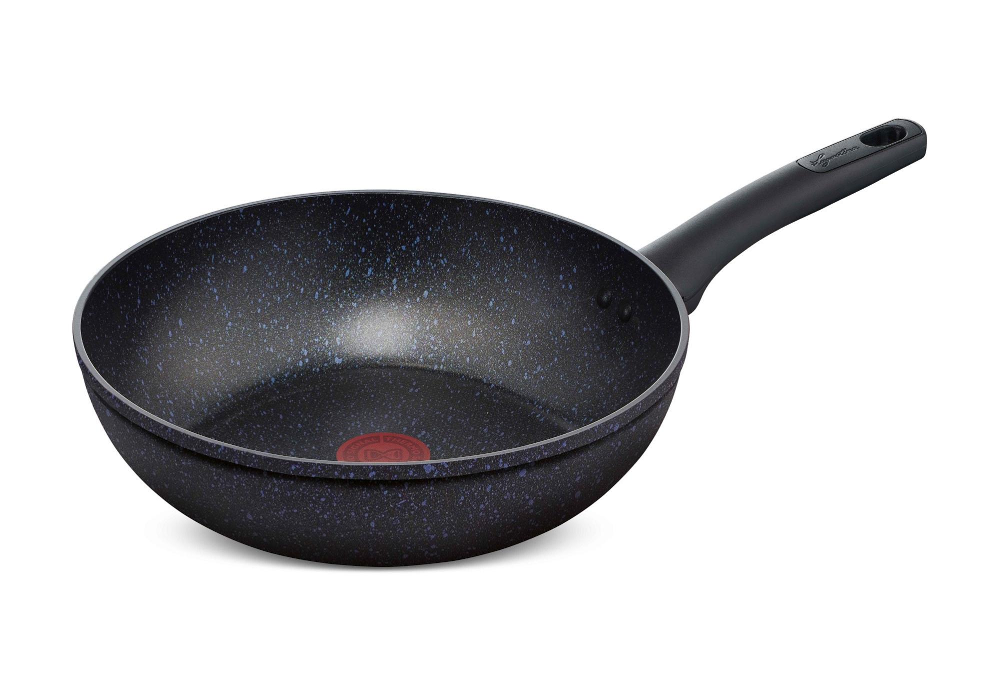 Wok saltapasta in alluminio e acciaio rivestimento marmo tech 6 strati