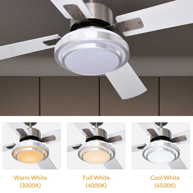 Ventilatore da Soffitto 4 Pale Legno con Lampada Luce LED e Telecomando 130  cm