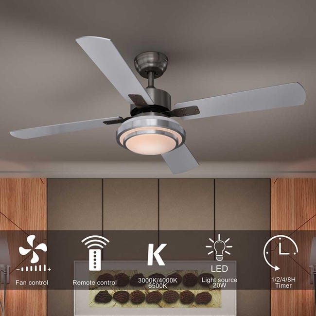 Ventilatore Da Soffitto Con Pale In Legno, Luce Regolabile E Telecomando Con Funzione Reversibile E Timer Hjm Ventilatore Da Soffitto Con Pale In Legno, Luce Regolabile E Telecomando Con Funzione Reversibile E Timer Hjm