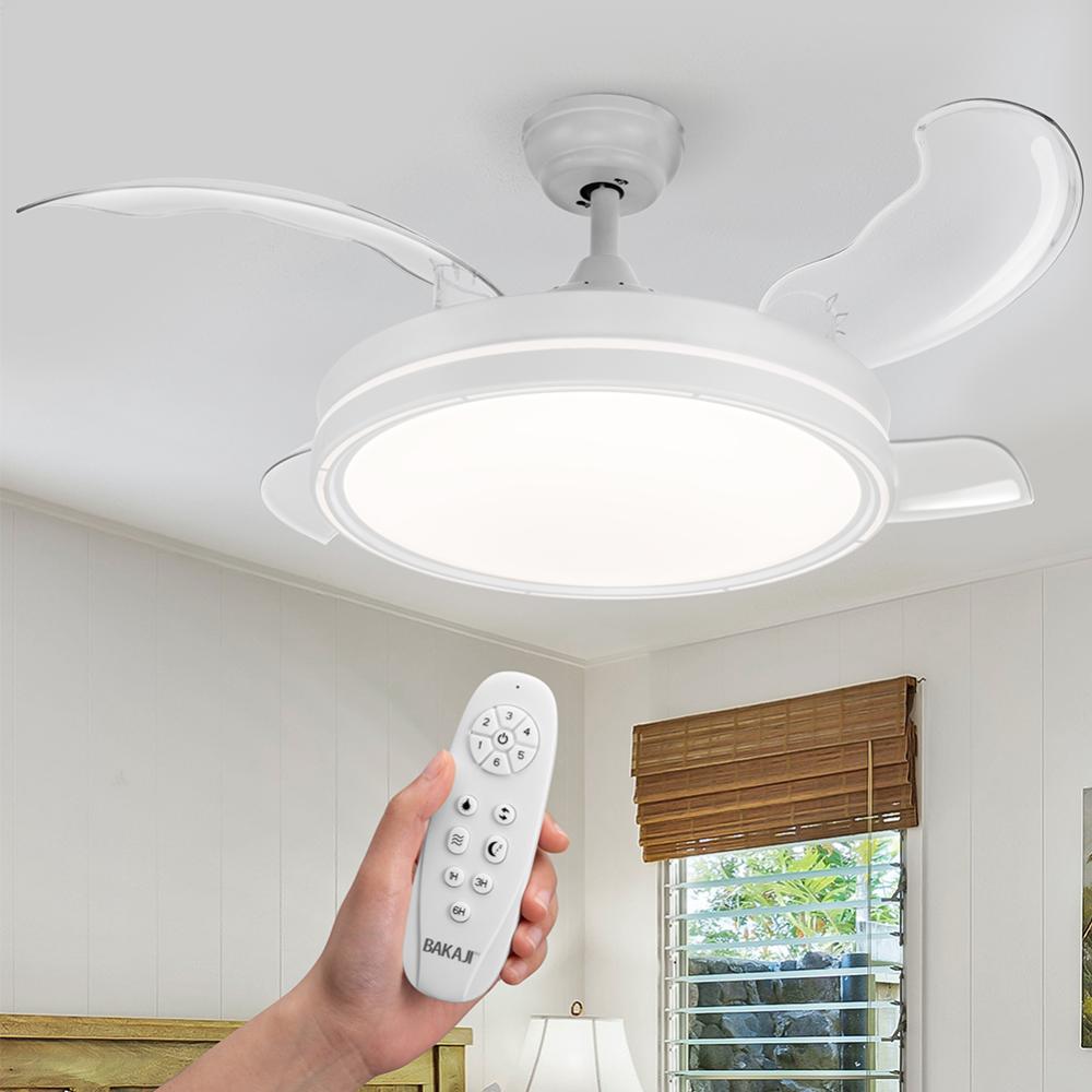 Ventilatore da Soffitto 4 Pale Richiudibili Plafoniera LED e Telecomando  106 cm