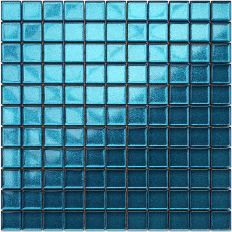 Mosaico in vetro su rete per bagno cucina da interno Blue metal - 30 x 30 cm