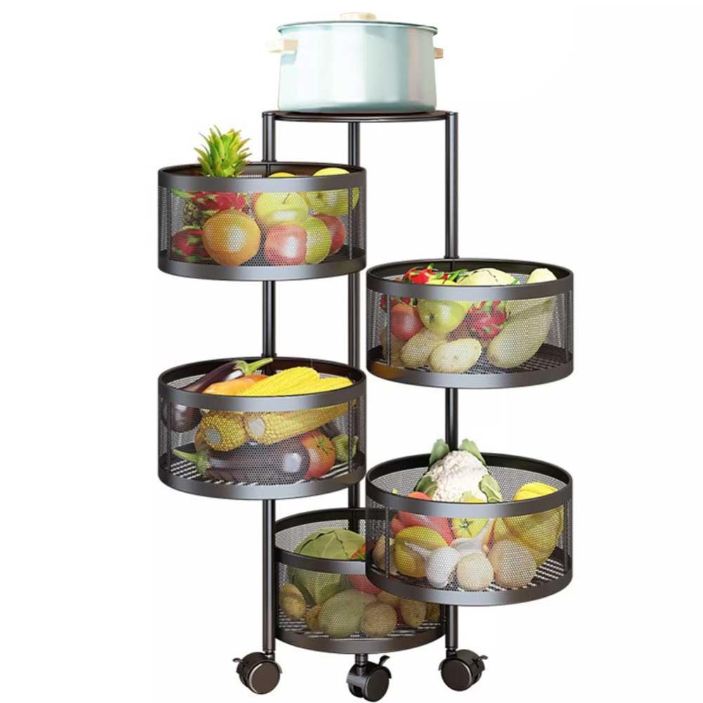BAKAJI Carrello Trolley Cucina In Metallo Con 5 Ripiani A Cesto Apribili E 1280594 BAKAJI Carrello Trolley Cucina In Metallo Con 5 Ripiani A Cesto Apribili E 1280594