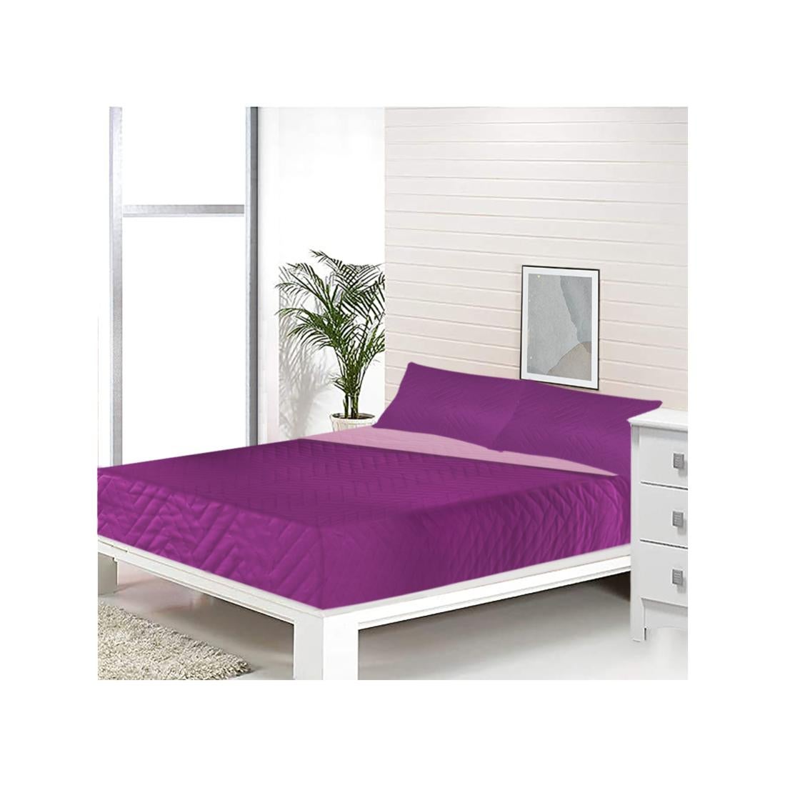 Acomoda textil - colcha bouti reversible termosellada + funda de cojín 50x70 cm para dormitorio. (fucsia, cama 150 cm)