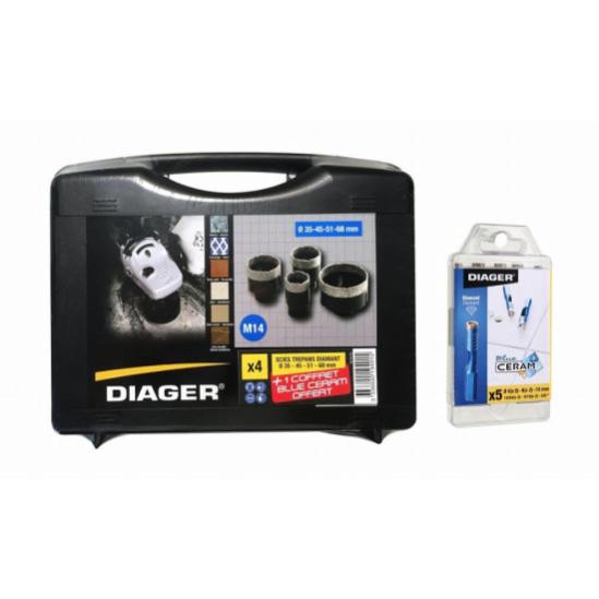 Coffret Trépans Diamant Sidamo - 6 Diamètres (29-76mm) + Guide - Pour Perçage à Eau Carrelage, Pierre