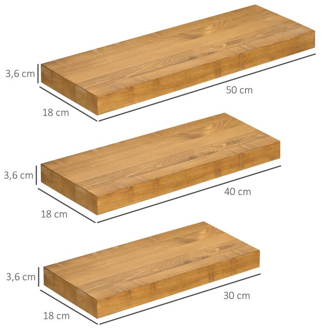 Prateleiras de Parede 90x15x2,5cm cor madeira e preto 830-693V00BN - Homcom