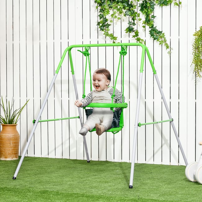 Columpio infantil de acero con respaldo Outsunny 122x146x122 cm