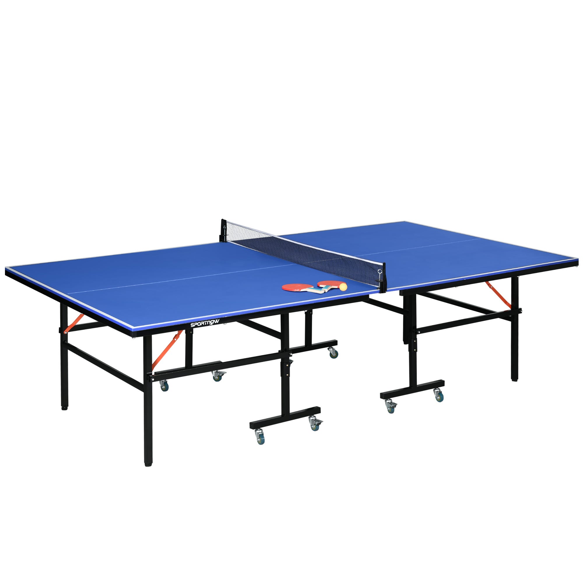 Mesa de ping-pong plegable con ruedas SPORTNOW 274x152,5x76 cm azul