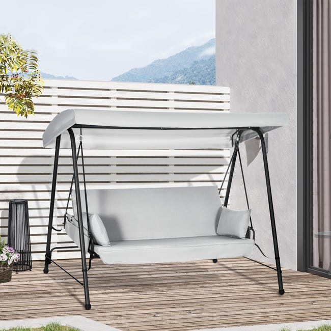 Columpio de jard n de 3 plazas Outsunny 236x138x185 cm gris
