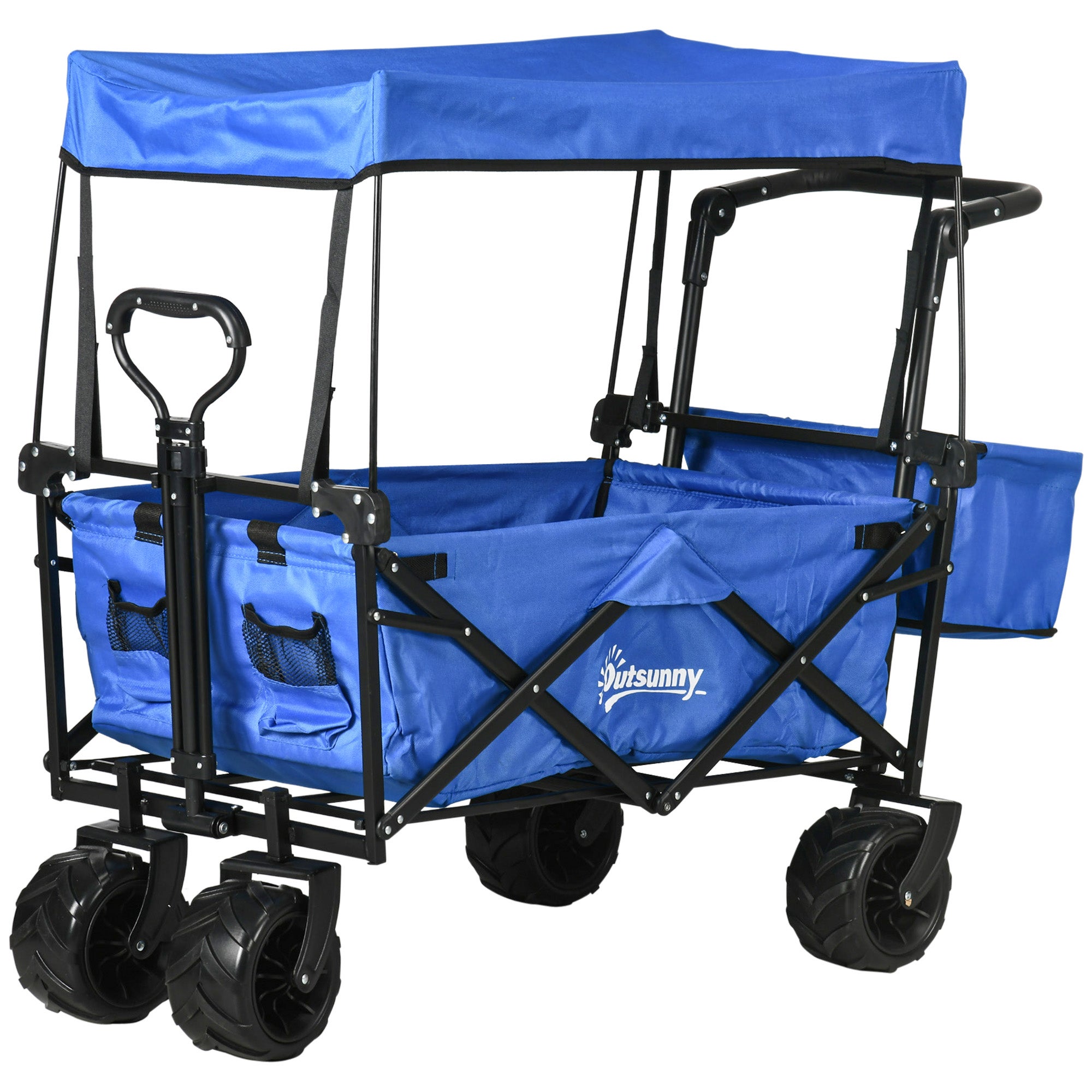 Carro transporte plegable de playa Outsunny 117x55x98 cm azul_845