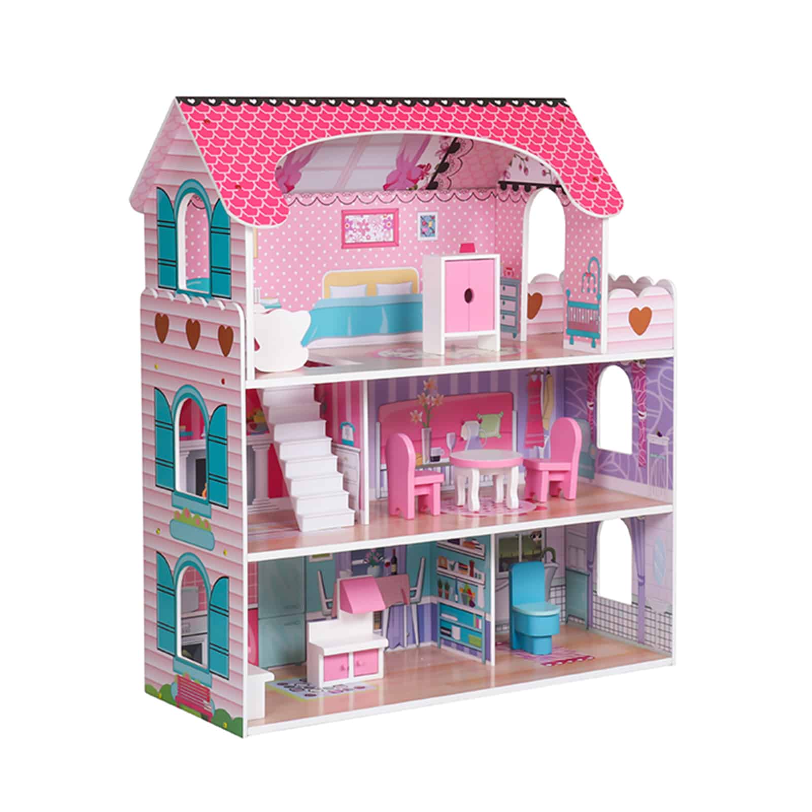 Casa delle Bambole Landa Outdoor Toys in MDF 62x27x70 cm con 8