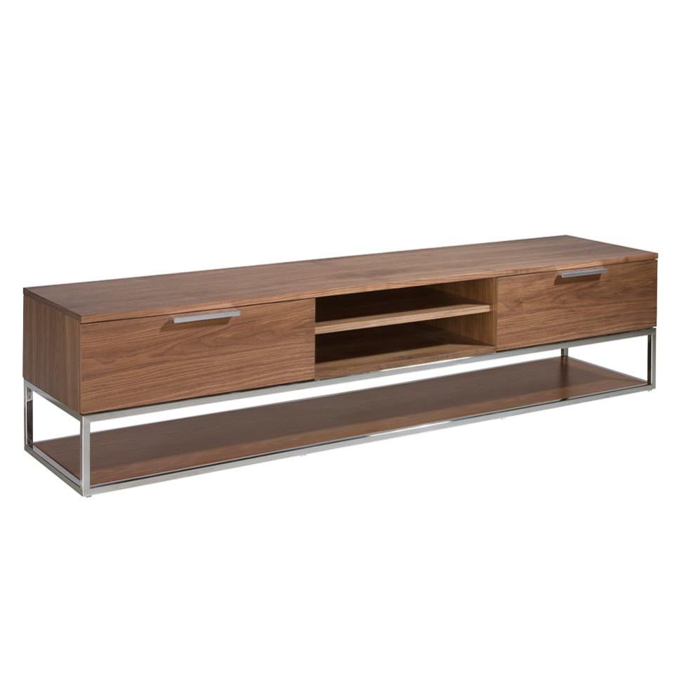 Mobile TV vintage in legno e acciaio inossidabile 2 ante, 180cm, Noce