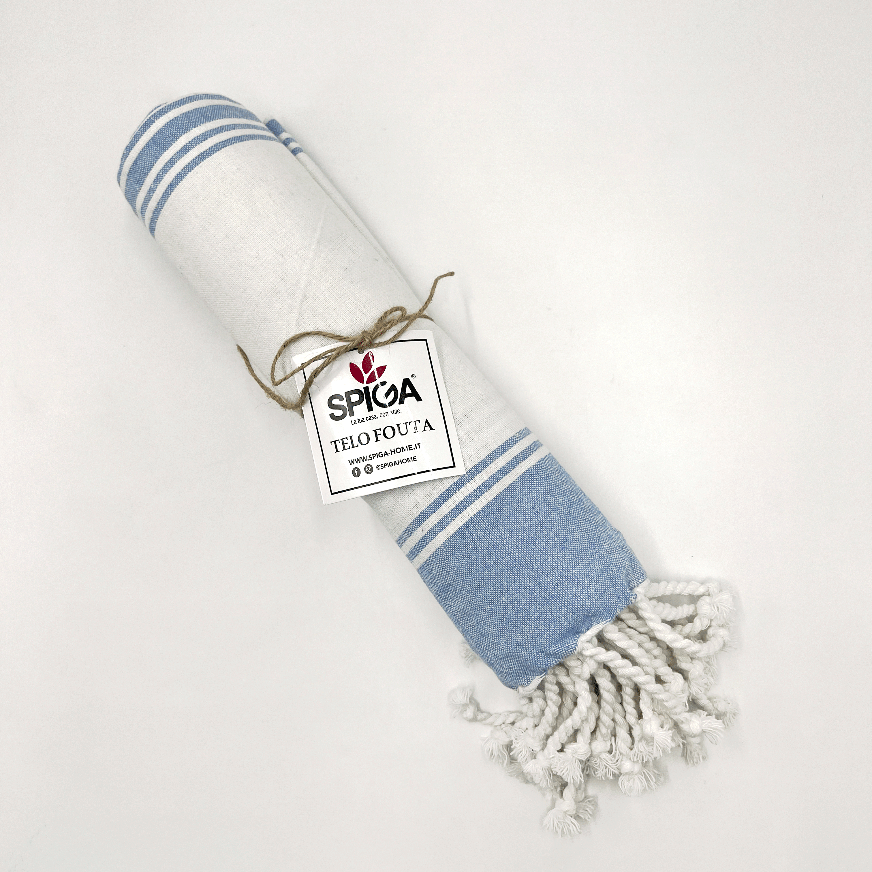 Toalla de playa 100% algodón con flecos 100x175 cm(azzurro)