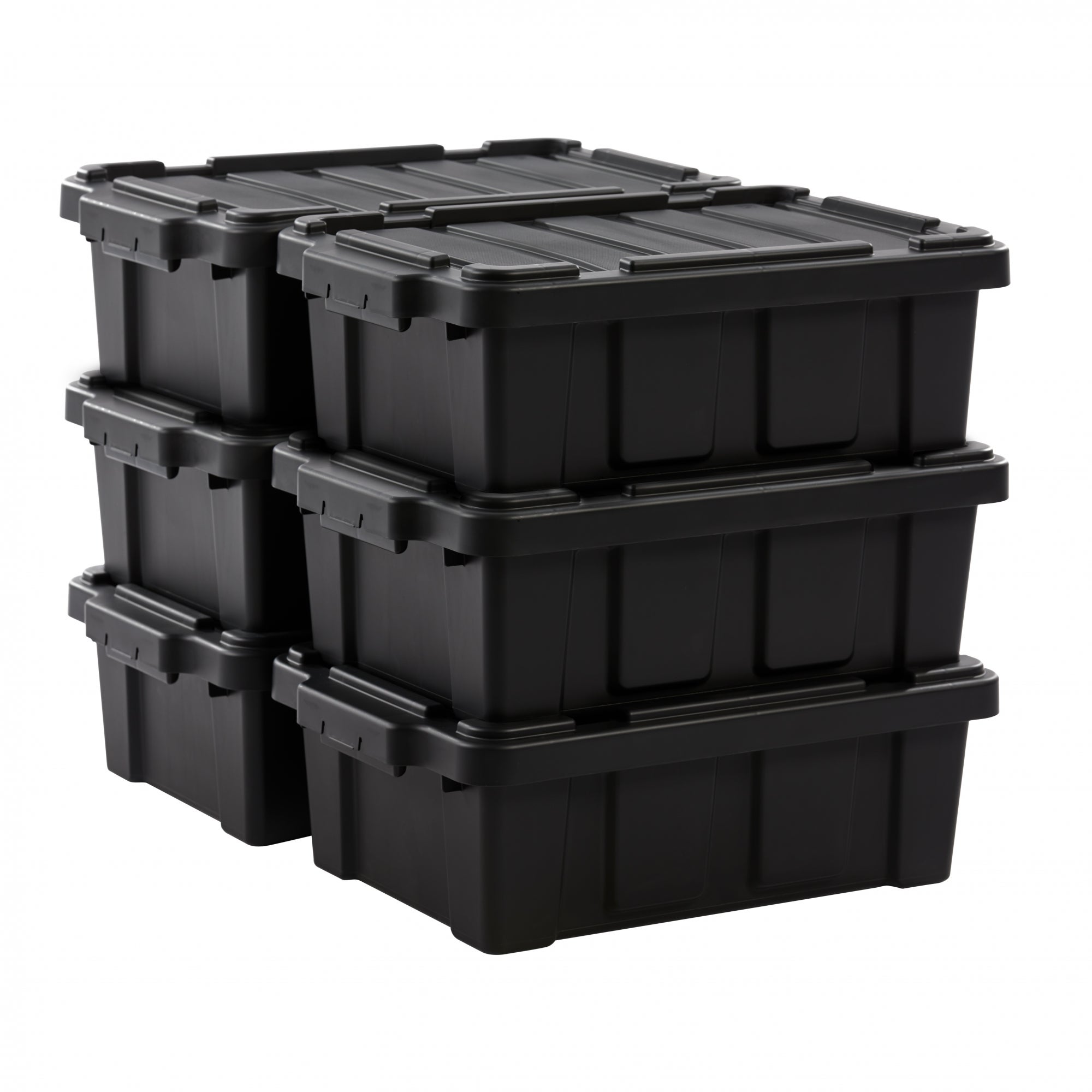 Iris Ohyama, Boîtes de rangement plastique de 5L, Lot de 6, Sans BPA,  NTB-5, Noir, Clips de fermeture- L28 x P19.5 x H14 cm