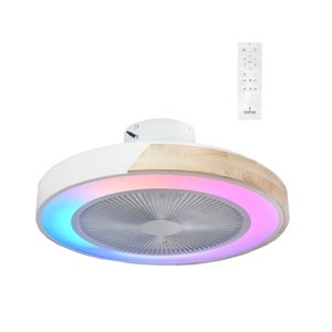 Ventilatore LED da Soffitto Orion Legno 81cm Motore DC - Ledkia