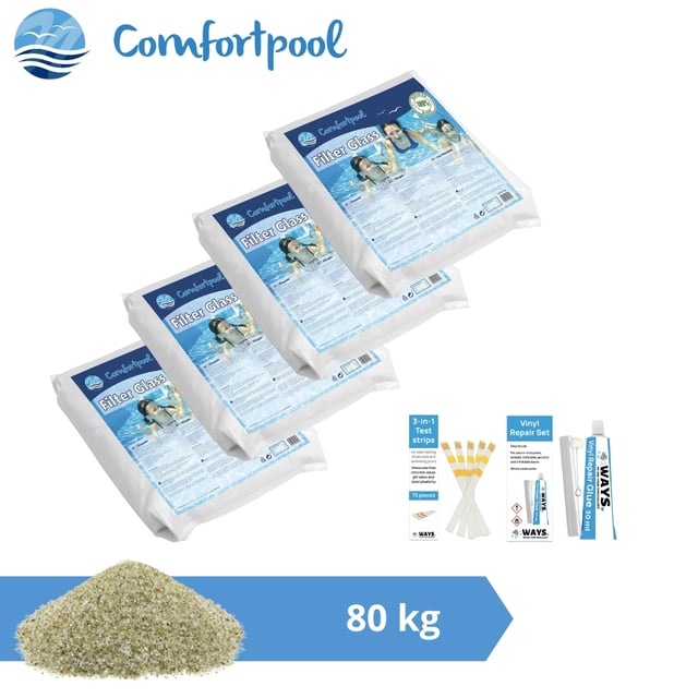 Perles de verre Comfortpool - Convient pour filtre à sable pompe - 80 kg & WAYS Brosse à récurer