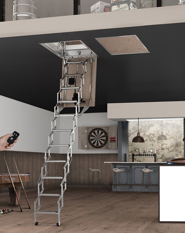 Escalier escamotable électrique: ouverture du plafond de 70x90cm -  ELEC70/090-300