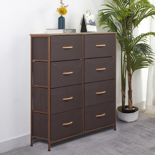 Credenza Lexiou 208 Cm: Mobile Portaoggetti Con 4 Ante E 2 Cassetti. In Truciolato Con Finitura Marmorizzata, Stile Rustico-moderno. Perfetta Come Mobile TV O Buffet.