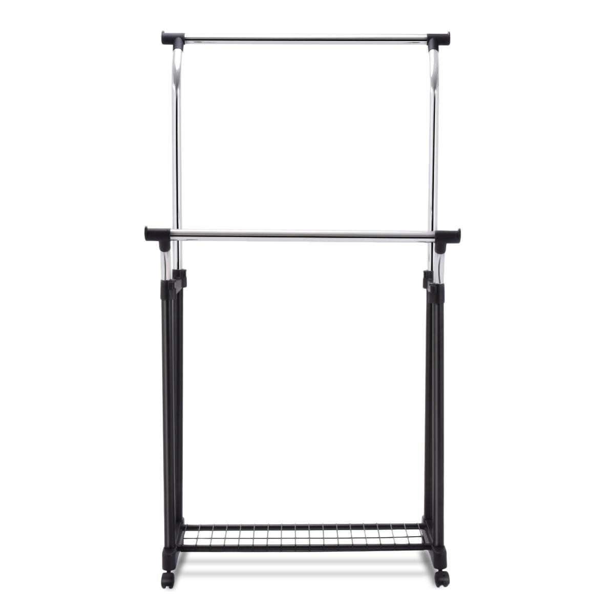 Portant à Roulettes Gisborne Noir - Valet Mobile Métal 150x38x120 Cm | Support Vêtements Réglable Pour Couloir Ou Chambre