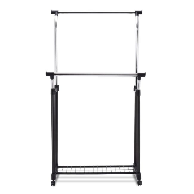 Portant à Roulettes Gisborne Noir - Valet Mobile Métal 150x38x120 Cm | Support Vêtements Réglable Pour Couloir Ou Chambre