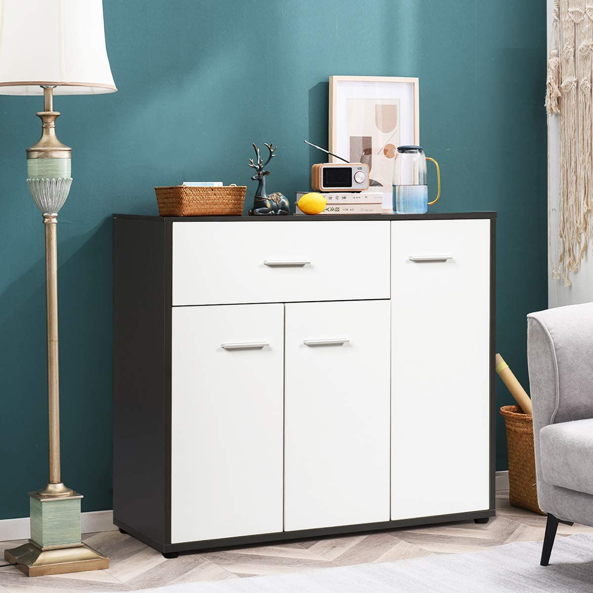 COSTWAY Meuble console, meuble de rangement avec commode à porte