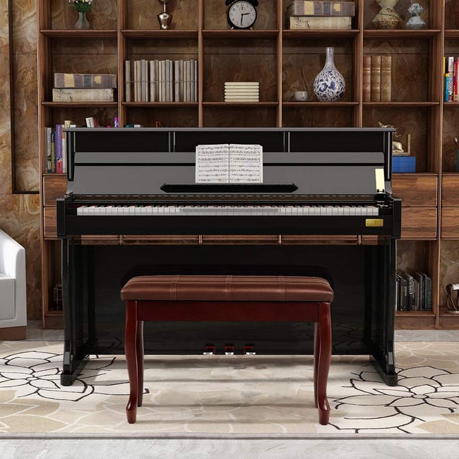 Donner Banc de piano avec rangement, banc de piano en bois massif