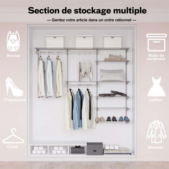 SONGMICS Armoire De Penderie, Armoire Portable Robuste, étagère Autonome, Organiseur De