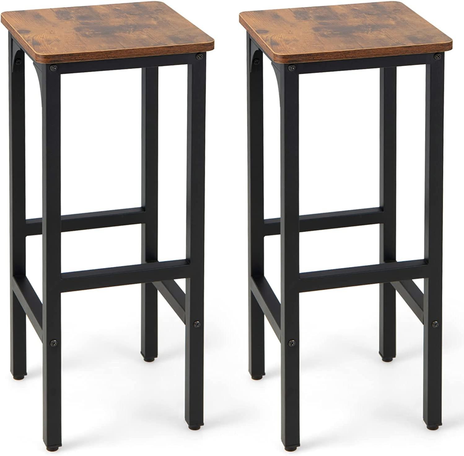 Lot De 2 Tabourets Industriels Bois Et Acier H64cm - Steve - Tabouret