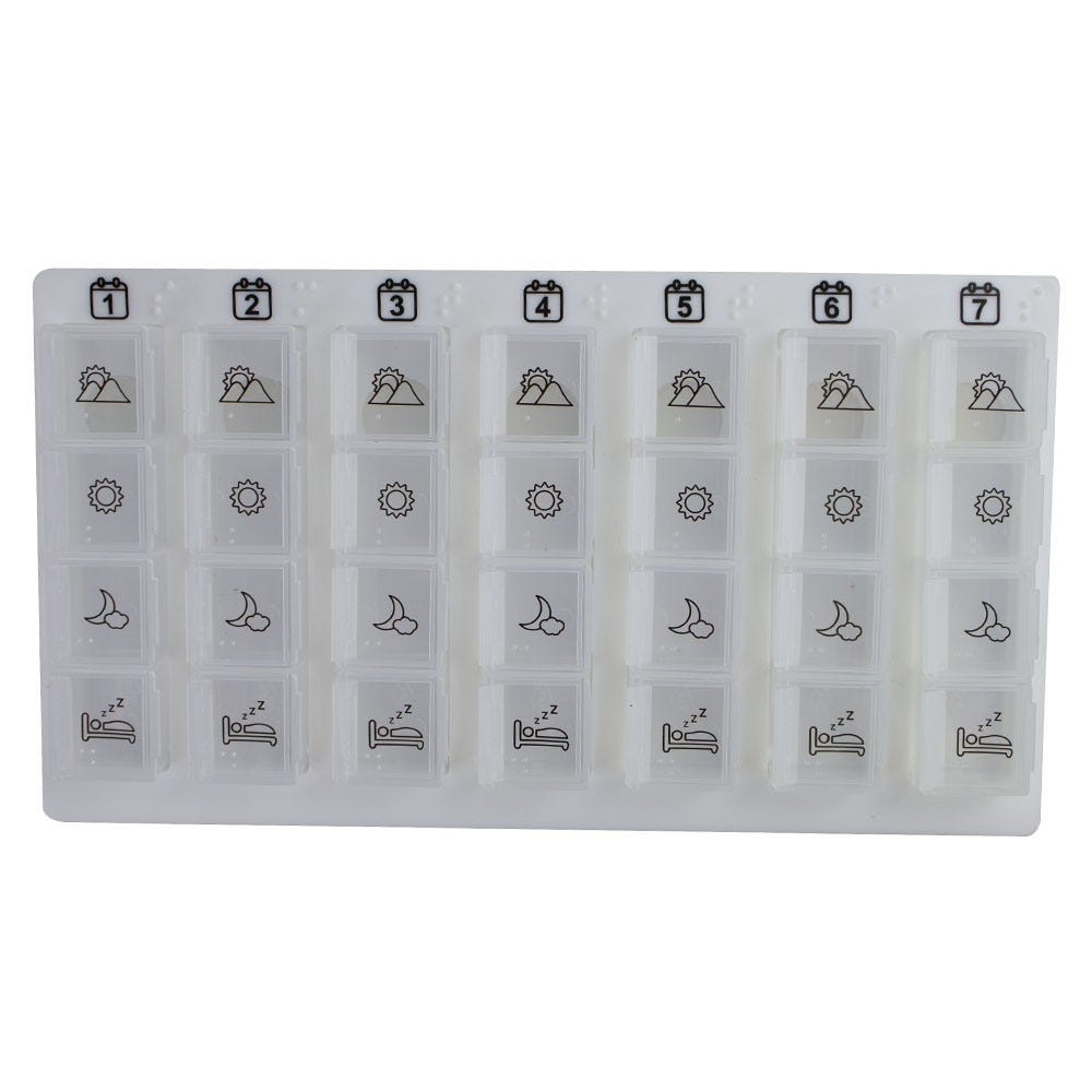 Mobiclinic Scatola settimanale per pillole 4 assunzioni al giorno bianco