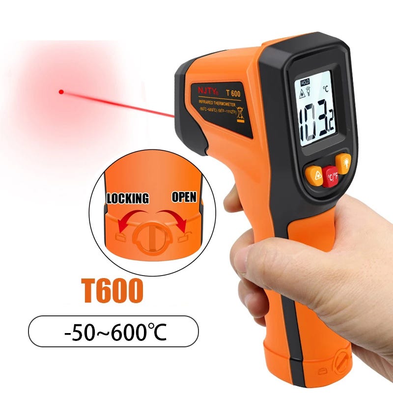 Thermomètre infrarouge -50~600℃ Thermomètre à main pour tester la  température de cuisson, grill - Laser Surface Temp Read