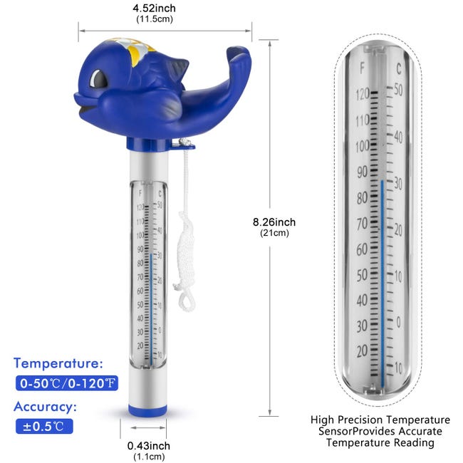 Thermomètre Flottant de Piscine, Thermomètre Utilisé Intérieur et
