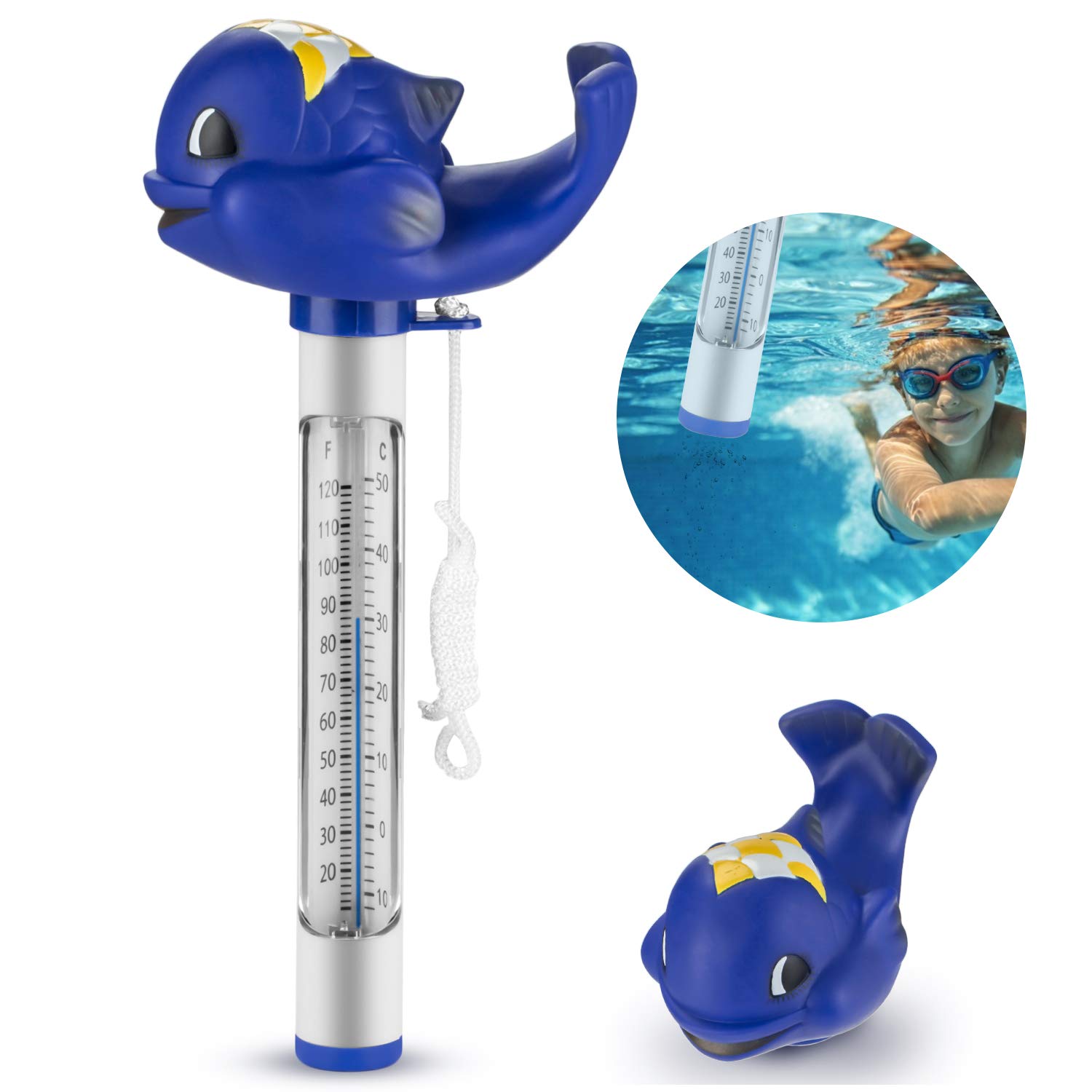Thermomètre mécanique à alcool - Flottant pour piscine - Format géant