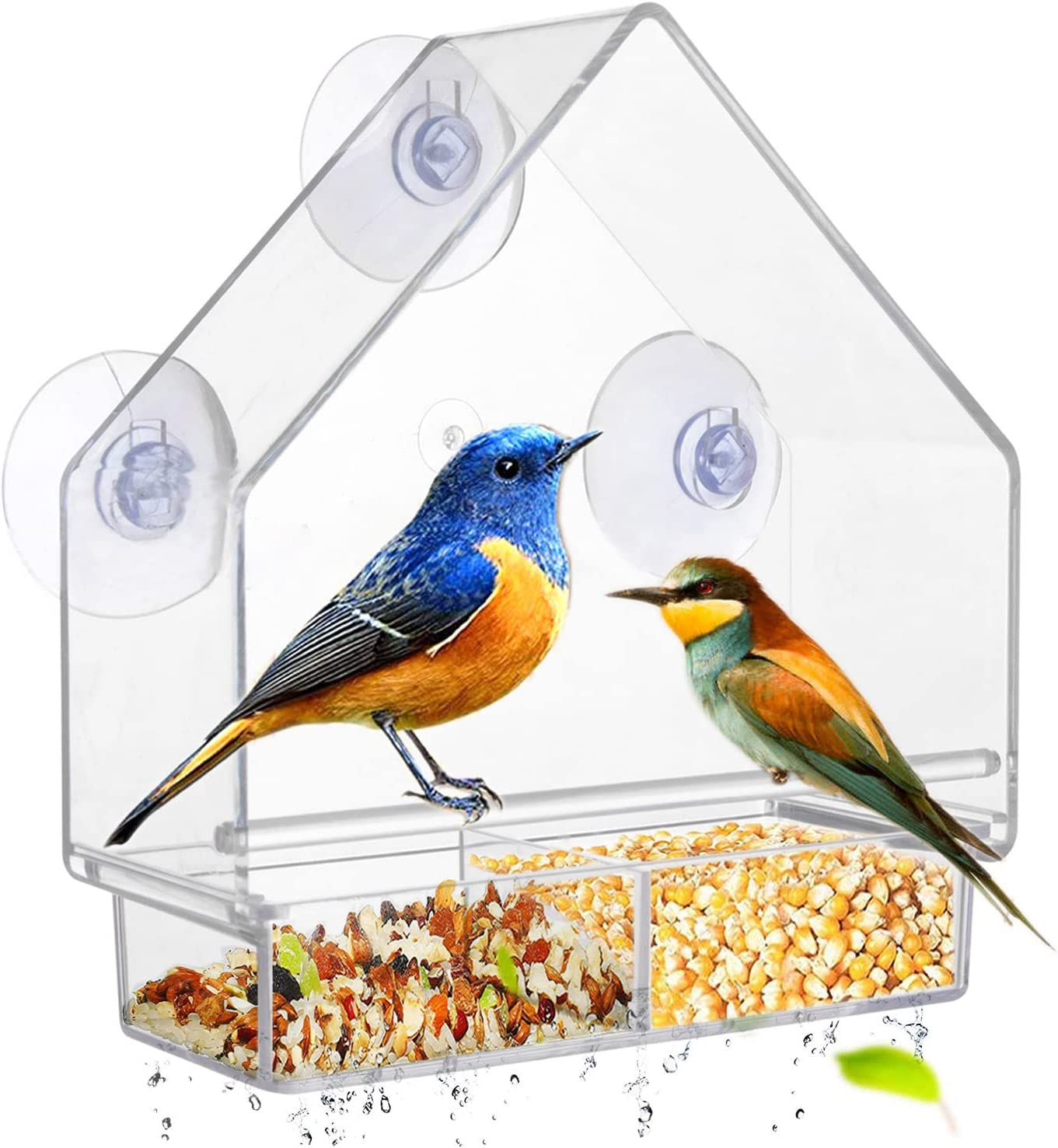 Mangeoire à oiseaux de fenêtre, mangeoires à oiseaux de fenêtre avec  ventouses fortes, mangeoires à oiseaux pour oiseaux sauvages extérieurs