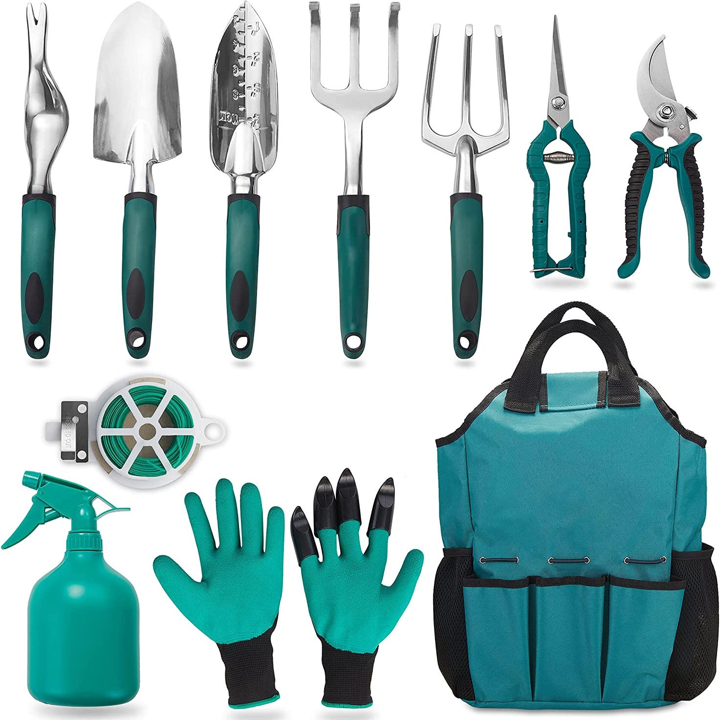 Kit de démarrage d'outils à main en alliage d'aluminium de 11 pièces  Ensemble de travail de jardinage robuste avec poignée ergonomique