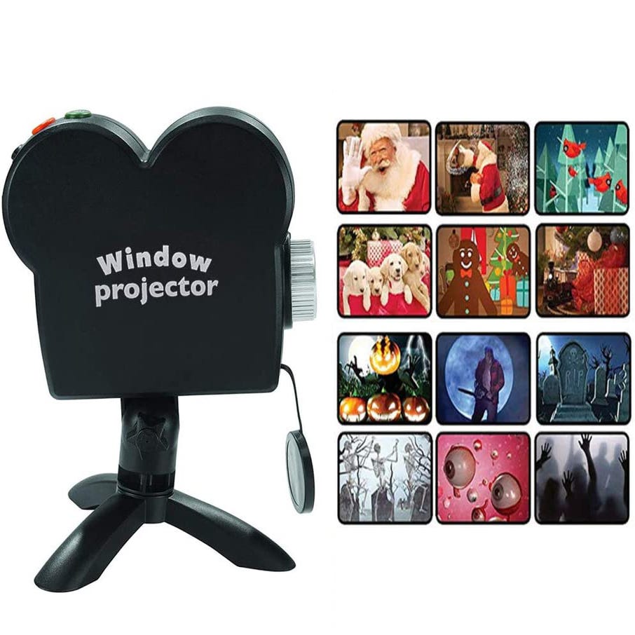Projecteur de fenêtre Noël Halloween avec 12 films, Projection