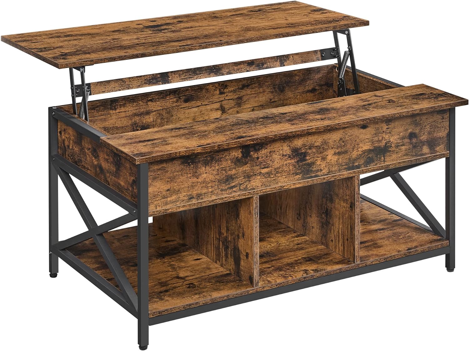 Table Basse, Table De Salon Avec Plateau Relevable, 60 X 100 X (48-62) Cm,  Marron Chêne Et Noir - Table basse BUT