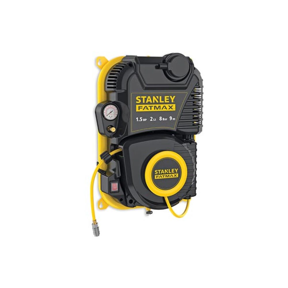 Stanley Fatmax® Compresseur, compresseur d'air sans huile, enrouleur  automatique, montage mural, 1.5 ch, 8 bar, cuve 2 L