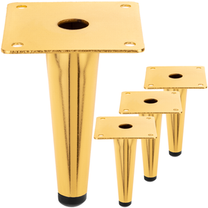 Pack de 4 patas cónicas inclinadas de repuesto para muebles de 20 cm  doradas - Hydrabazaar