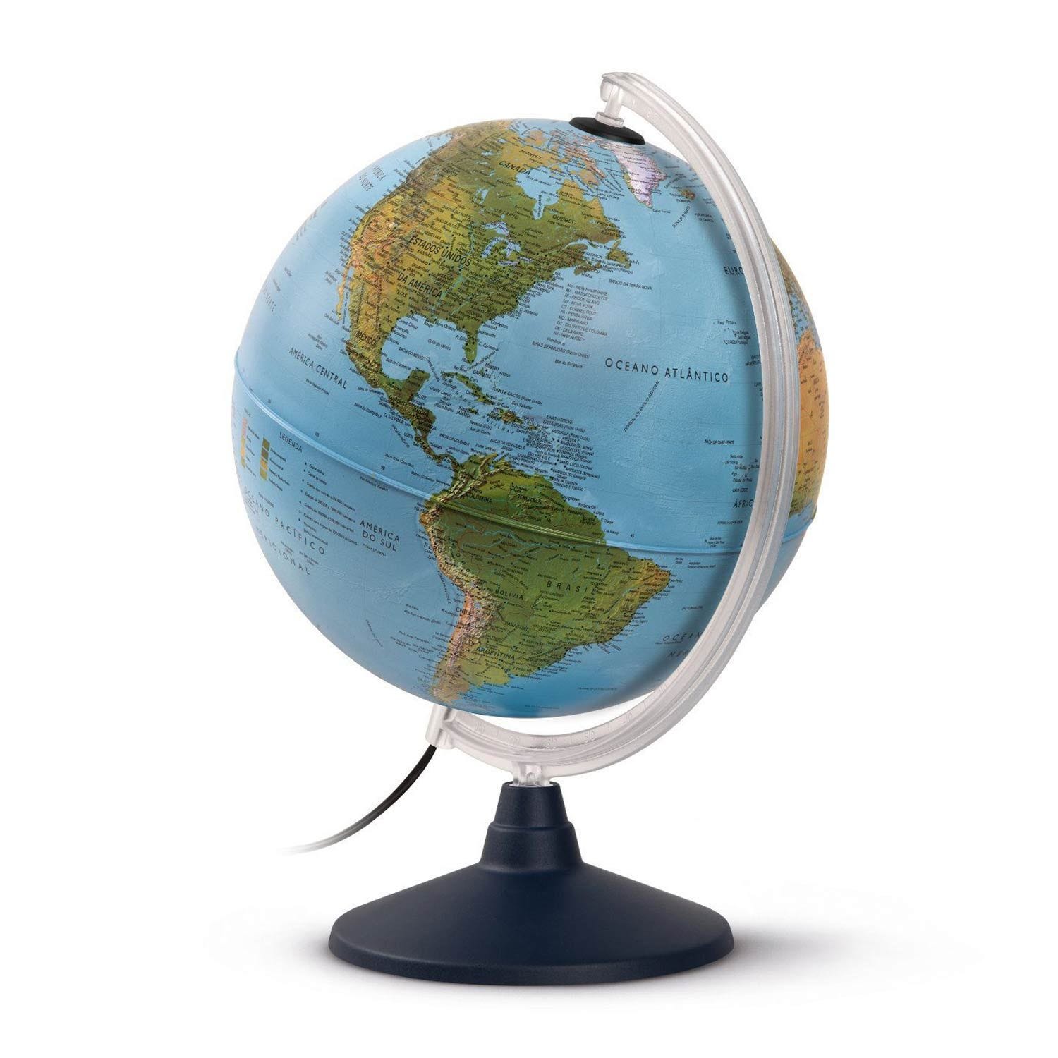 globe terrestre bleu lumineux 34 cm