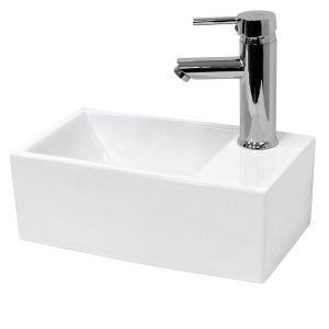 Vasque en céramique blanc avec bonde de vidage pour salle de bain  415x360x130 mm