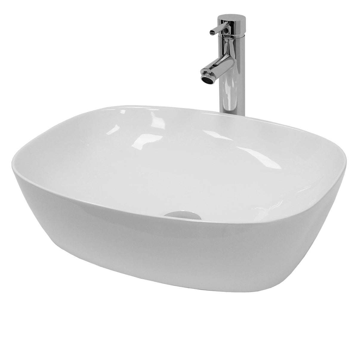 Lavabo da appoggio in ceramica con set di scarico lavandino per bagno  505x385 mm