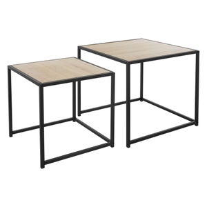 Set di 2 Tavolini da caffè salotto impilabili in MDF nero Ø74 x 48 / Ø59 x  40 cm