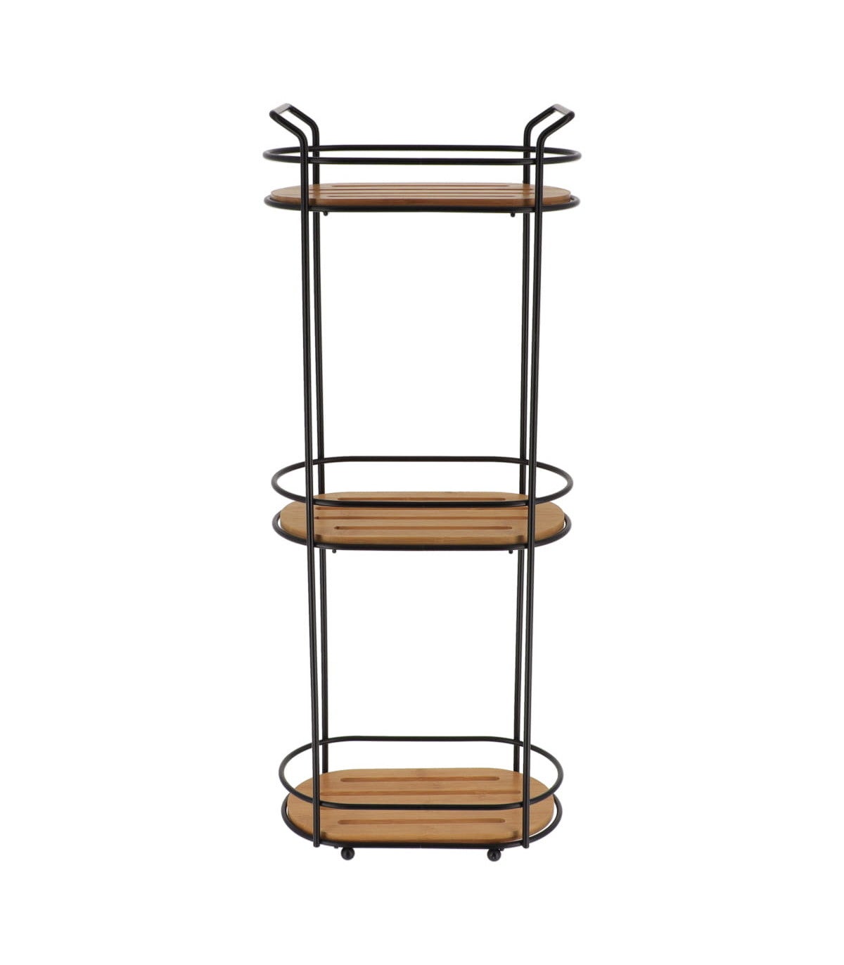 Étagère de rangement à poser ou à fixer 3 niveaux en Métal et Bambou H 57  cm