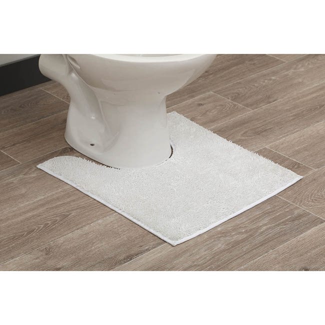 Tapis contour WC en polyester Blanc 45 x 50 cm