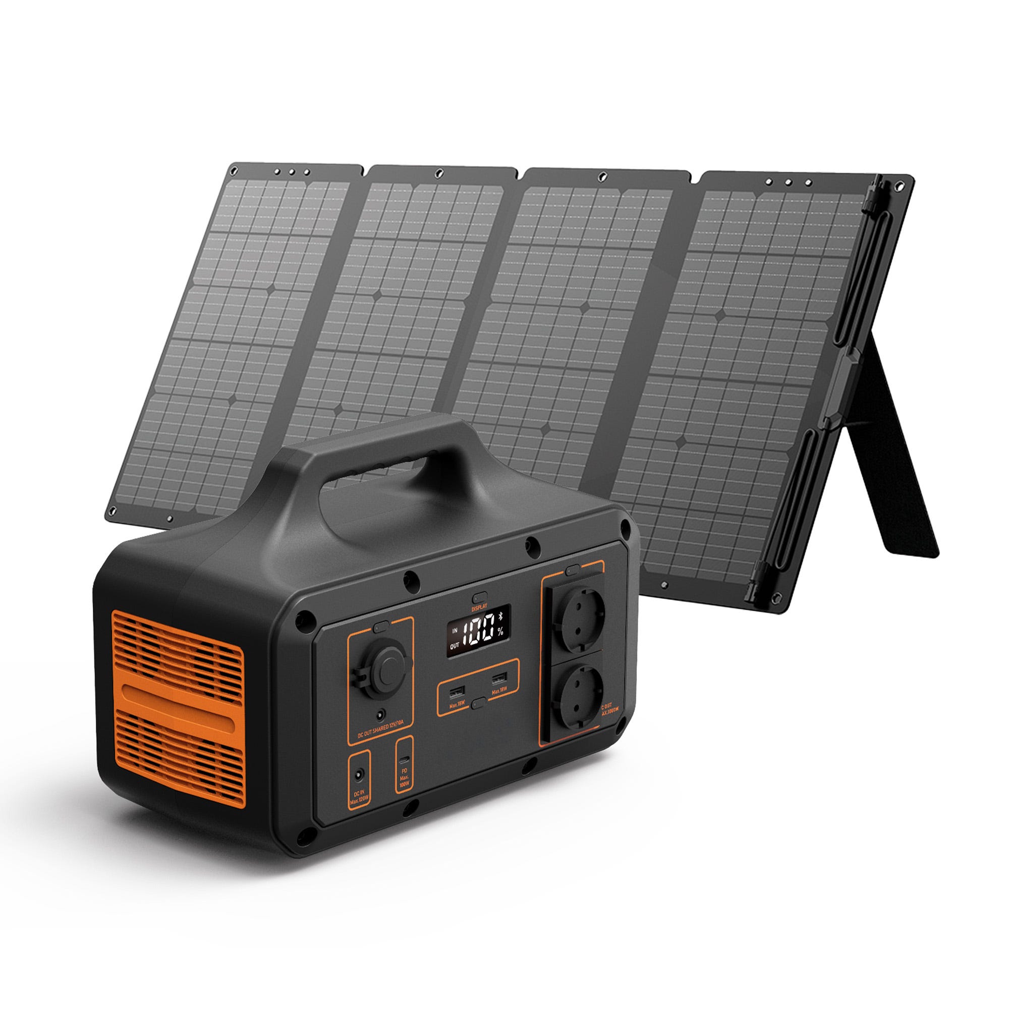 Pack centrale électrique portable Ksix 1021Wh avec 2 prises secteur 1200W  (crête 2400W) + panneau solaire 120W pour camping et camping-cars
