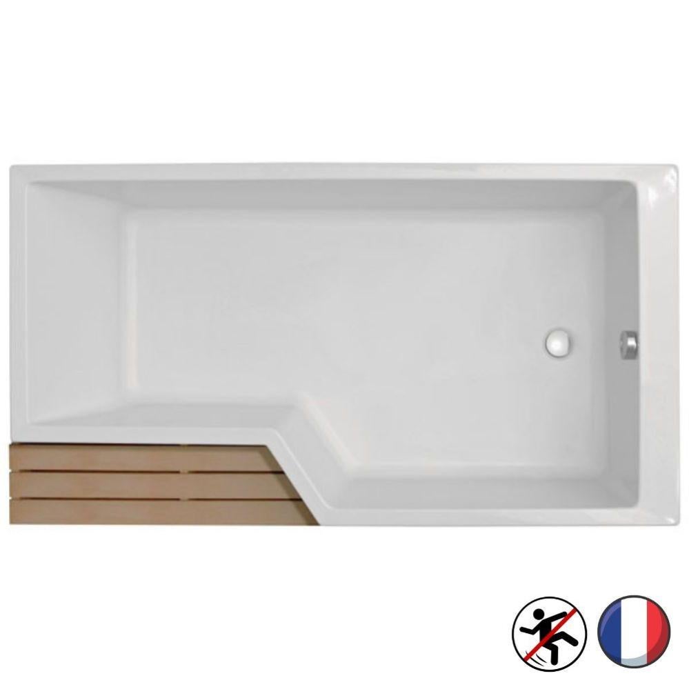 Baignoire bain douche antidérapante 160 x 90 JACOB DELAFON Neo blanc mat version droite Leroy
